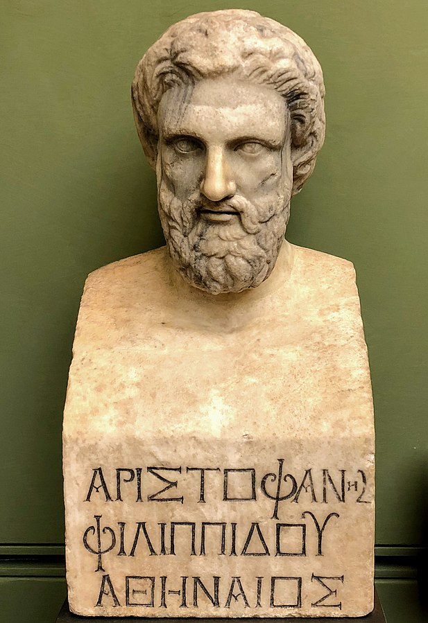 Aristofane, busto in esposizione presso la Galleria degli Uffizi di Firenze.